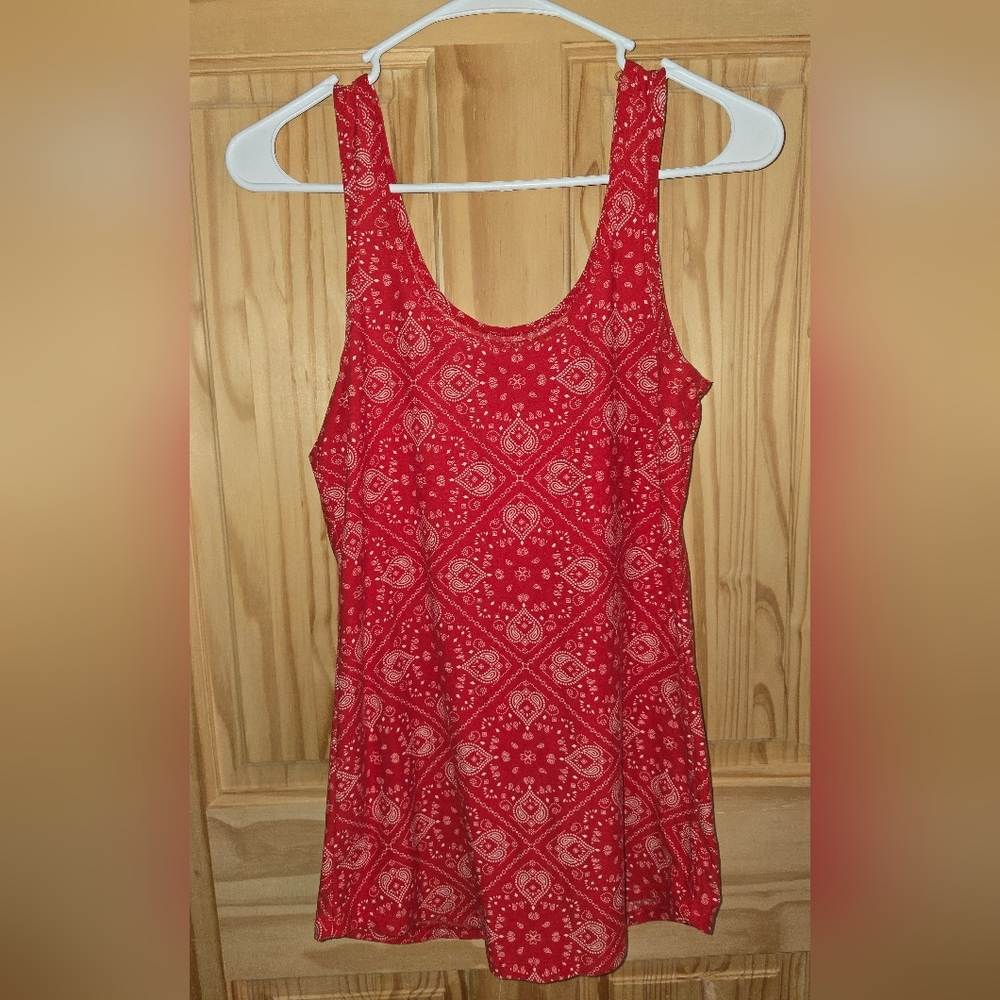 Red Paisley Women's Top Large